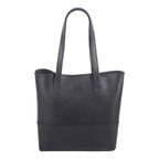 Black leather tote bag from Pask Fine Goods
