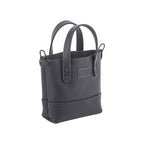 Small Handmade Black leather tote handbag with handles from Pask Fine Leather Goods