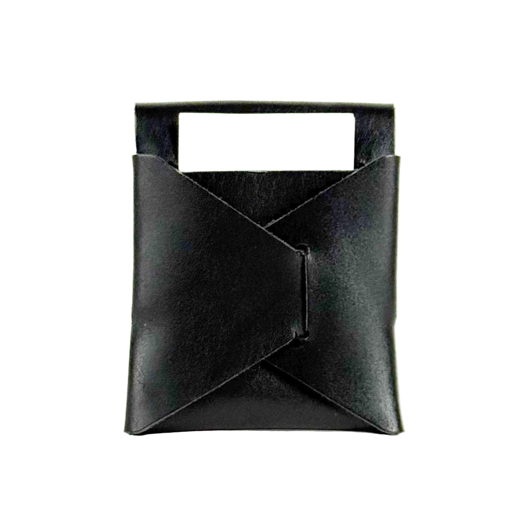 Black leather Wallet interior handmade by Pask Fine Goods